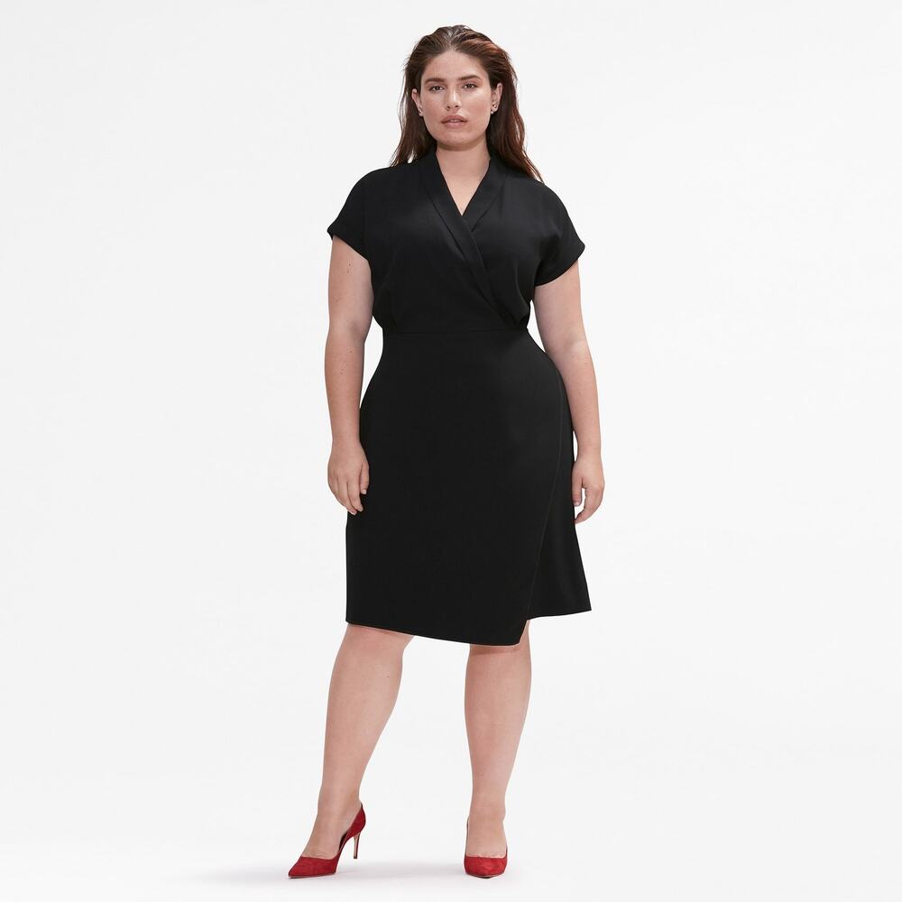 MM LaFleur The Tory Dress Cap Sleeve Faux Wrap Black Women's Size 14